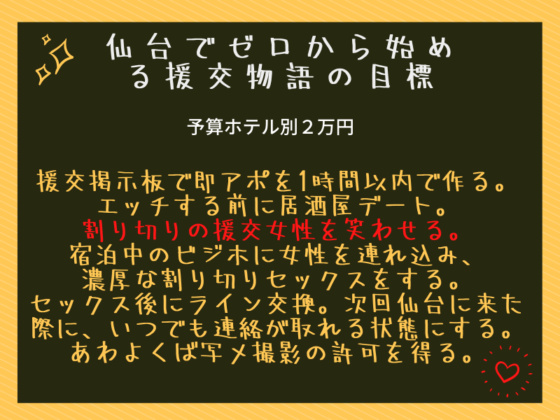 仙台で割り切り！190分援交デート代込みゴム有りの相場とは？ ｜ アダルトScoop